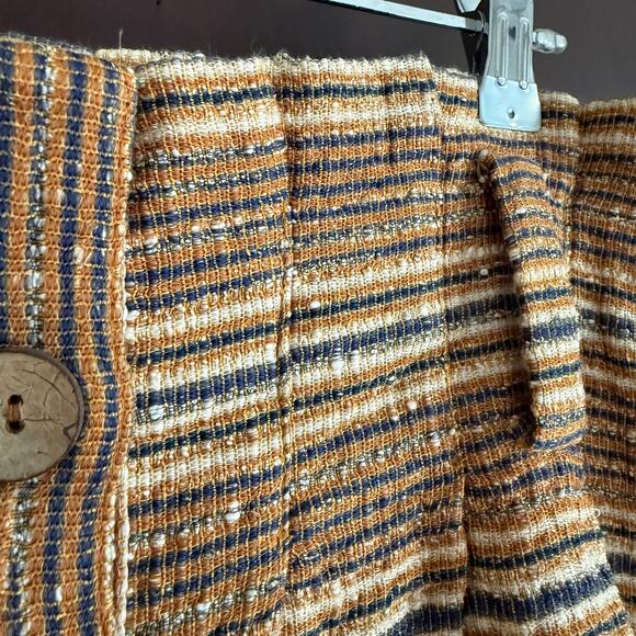 ZARA | High Waisted Brown Textured Striped Button Front Mini Skirt | Size Medium - Picture 3 of 4